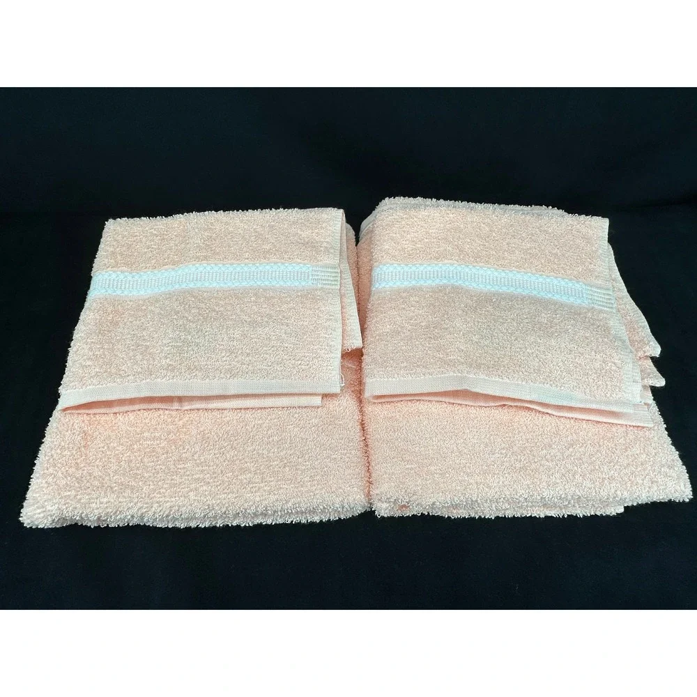 Cannon Towel Set Peach Sherbet Counterpoint NOS Deadstock Grannycore Grandma (5)
